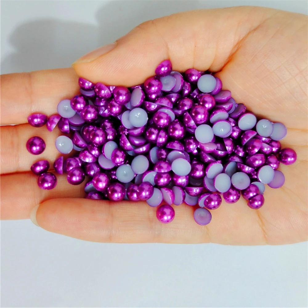 Multiple size all colours Half Round plastic pearl Non Hotfix Flat Back Nail Art Rhinestones Jewelry Making
