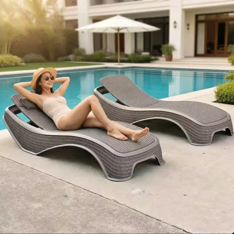 Swimming Pool Outdoor Recreation Chairs Bed and Breakfast Hotel Baths Hot Spring Swimming Pool Foldable Plastic Beach Chair