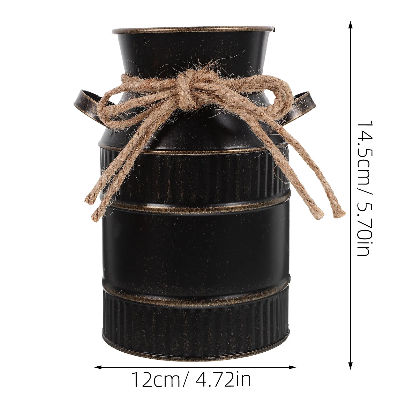 Iron Plant Bucket Vintage Flower Vase Rustic Decorative Container for Home Office Bookcase Windowsill Cabinet Floral Arrangement