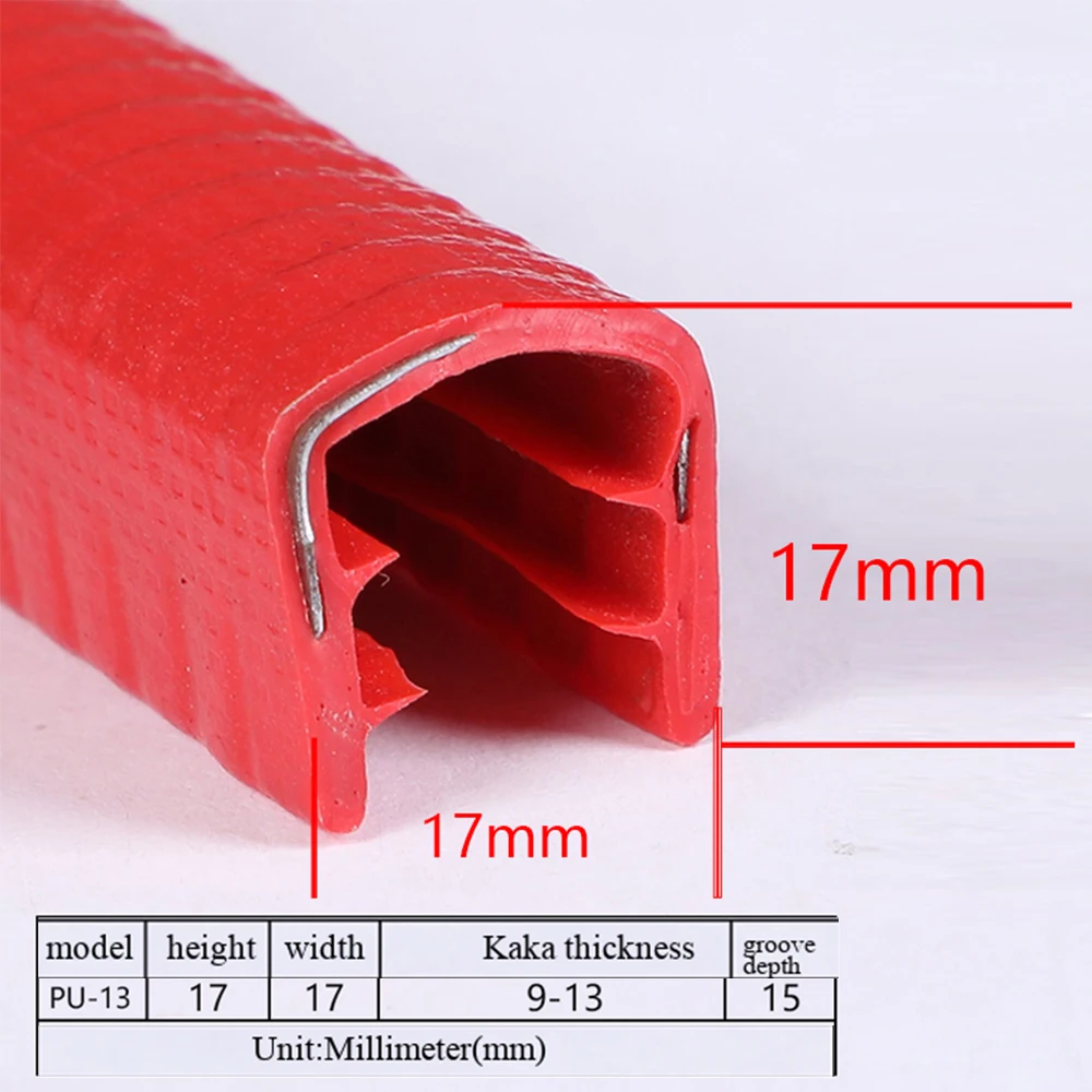 1M U-vormige rubberen afdichtstrip Rand Roestvrij stalen randafdichting Bescherming Deurafdichtingsstrip Auto Stofdichte veiligheidsafdichtingen Strips