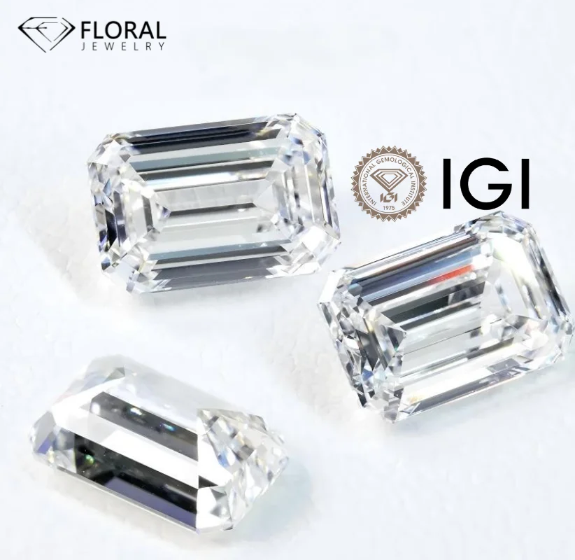 

IGI Certified Lab Grown Diamond Emerald Cut 1-5CT DEF VVS VS Excellent Cut Loose Stone for Jewelry Making