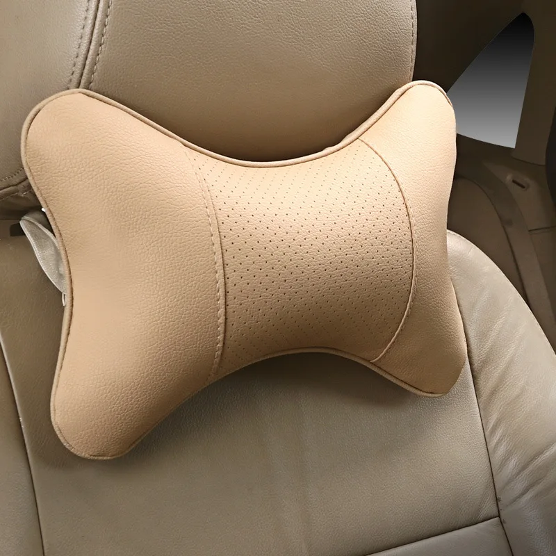 

Car Neck Pillows one Side Pu Leather 1pcs Pack Headrest for Head Pain Relief Filled Fiber Universal Car Pillow car accessories