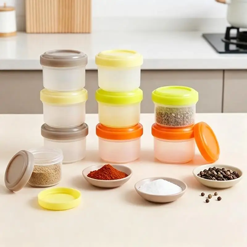 New 4Pcs Salad Dressing Containers  Plastic Twist Top Sauce Condiment Container With Lid Lunch Box Accessories