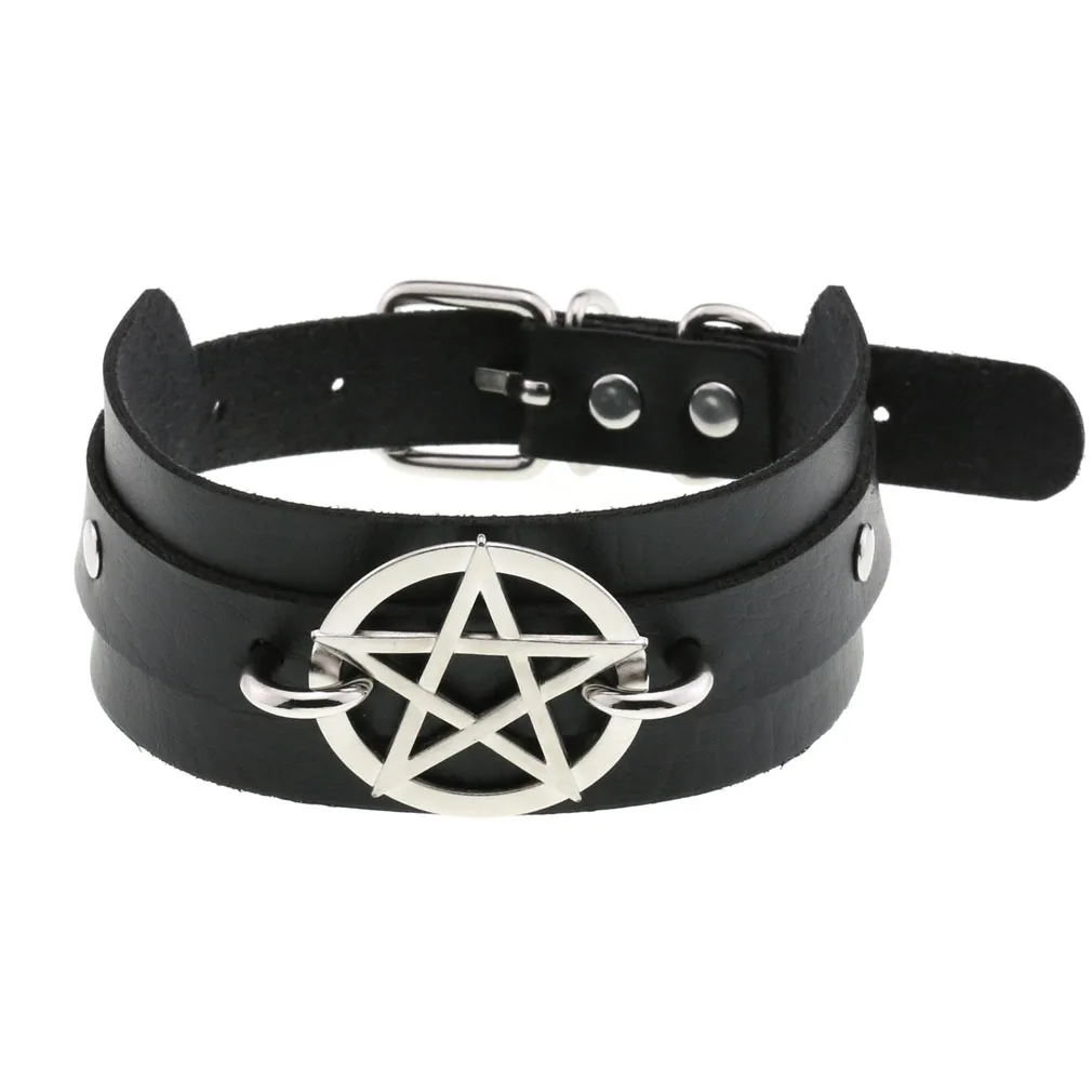 DIEZI Vintage Zoete Cool Hip Hop Klinknagel Choker Ketting Harajuku Gothic Club Zwart PU Lederen Kraag Draaimomenten Ketting Sieraden