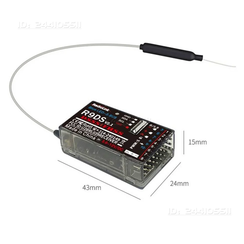 Radiolink R9DS 9/10CH 2.4G Ricevitore 4000 Metri Telemetria in tempo reale 3.6-12V per Ala fissa RC Auto Barca Robot Multicopter Aliante