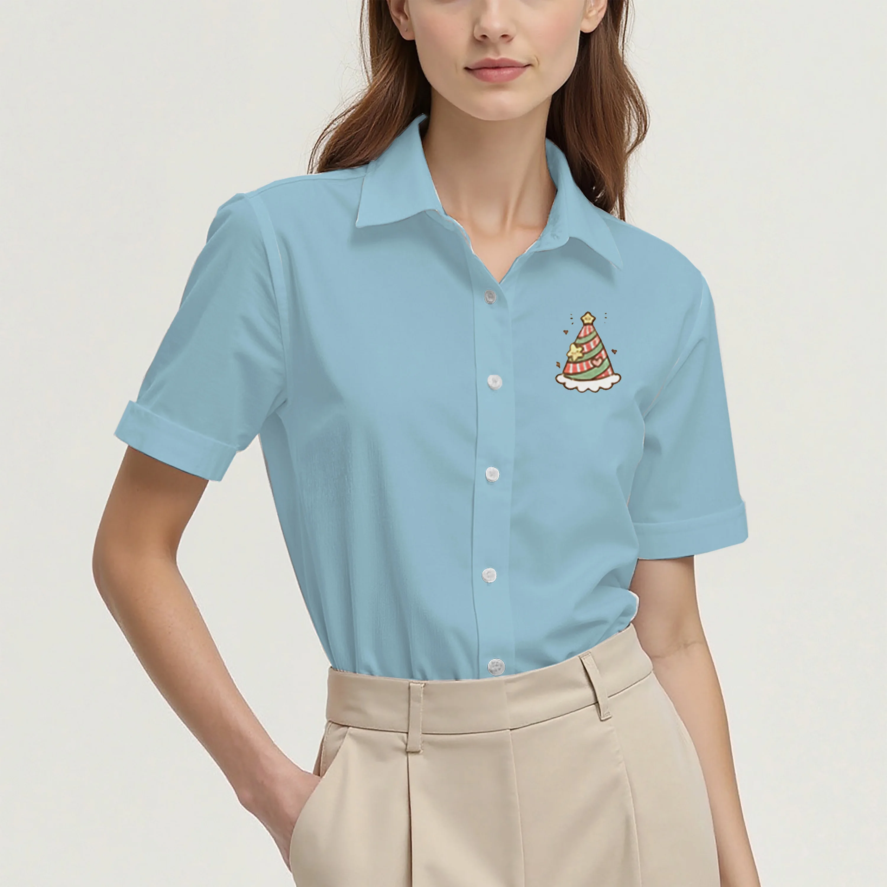 Women's casual short-sleeved printed shirt. The print is versatile and suits everyone, whether for commuting, dating, or outings