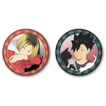 하이큐 네코마 배지 켄마 코즈메 쿠로 테츠로 애니메이션 상품 라운드 브로치, 이타 가방 장식, 책상 디스플레이 컬렉션, 귀여운 선물 