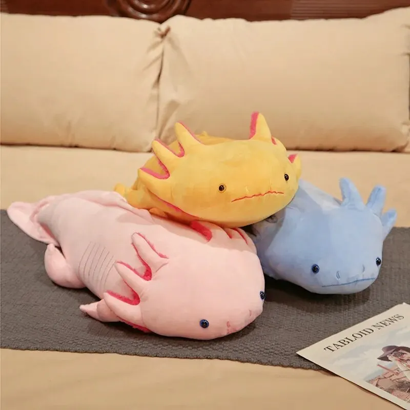 45cm Kawaii Colorful Newt Plush Toy Stuffed Cute Axolotl Salamander Fuzzy Plush Fish Appeasing Long Pillow Cushion Kids Gift