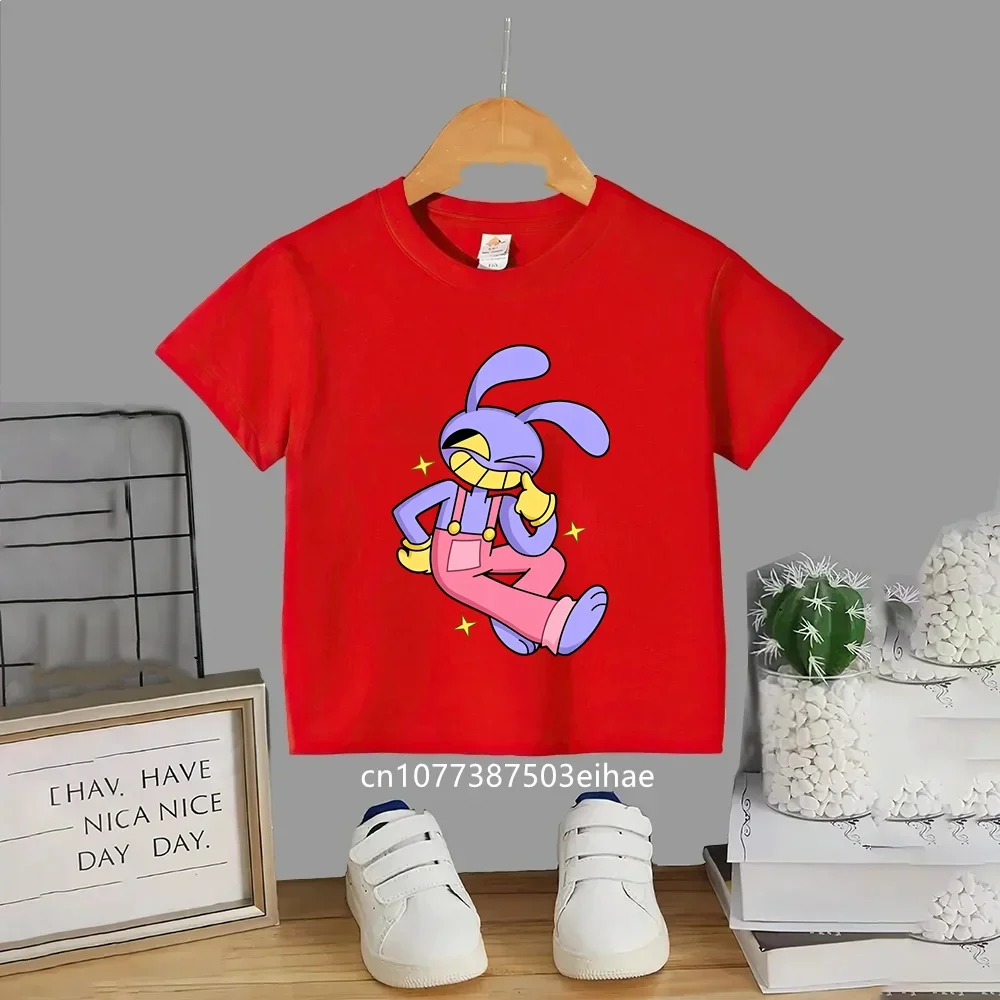 Children Short Sleeve Cotton Tee The Amazing Digital Circus Multiple Characters Graphic Boys Girls Casual Summer Outfit