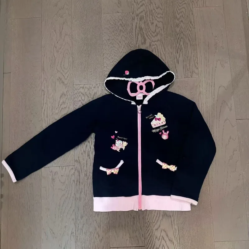 

Women's Sweet Hoodie Japanese Subculture Cartoon Printed Hooded Harajuku Lace Patchwork Coat Women's Kawaii Zipper Chic Outwears