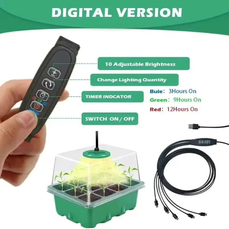 Led Grow Light with Seeding Trays Full Spectrum Seed Starter Kit Tools Germination Growing Lamp for Plants Tools