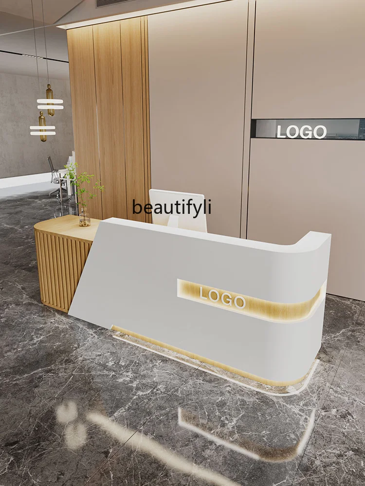 Simple Paint Front Desk Clothing Store Cashier Office Area Company Reception Desk Bar Barber Shop Beauty Salon Counter