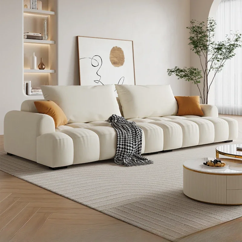 Cream Style Puff Sofa Cotton Candy Small Size Housing Sofa Chair Living Room Piano Key Straight Divano Soggiorno Furniture Couch