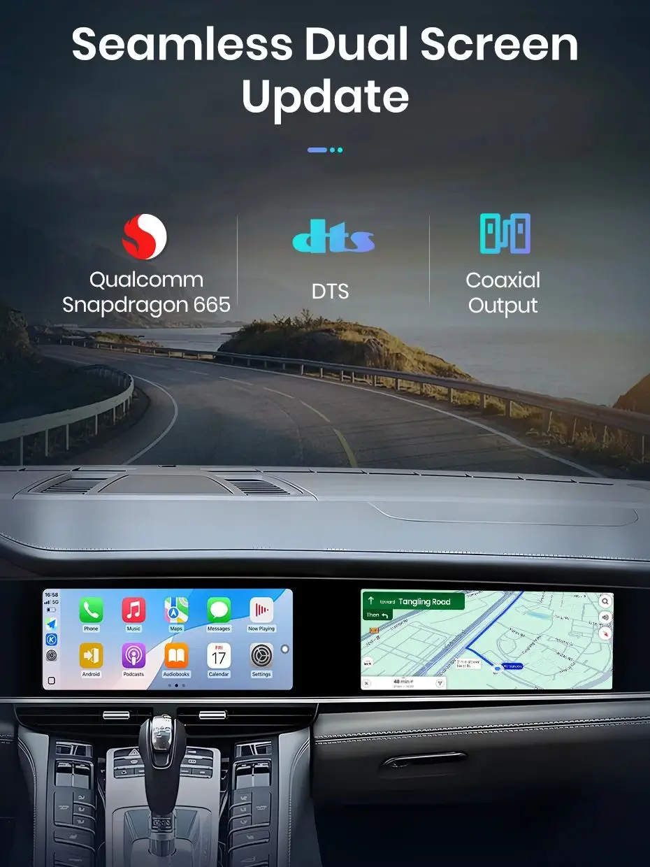 Junsun qualcomm 2011 autoradio für porsche panamera 2017 2013-2018 dual screen verbesserte interaktive carplay dts multimedia player