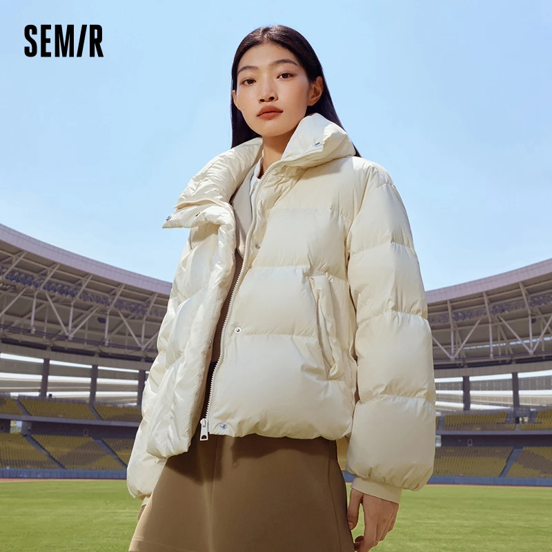 Semir Down Jacket Women Oversize Gentle 2023 Winter New Stand-Up Collar Simple Versatile Bread Coat