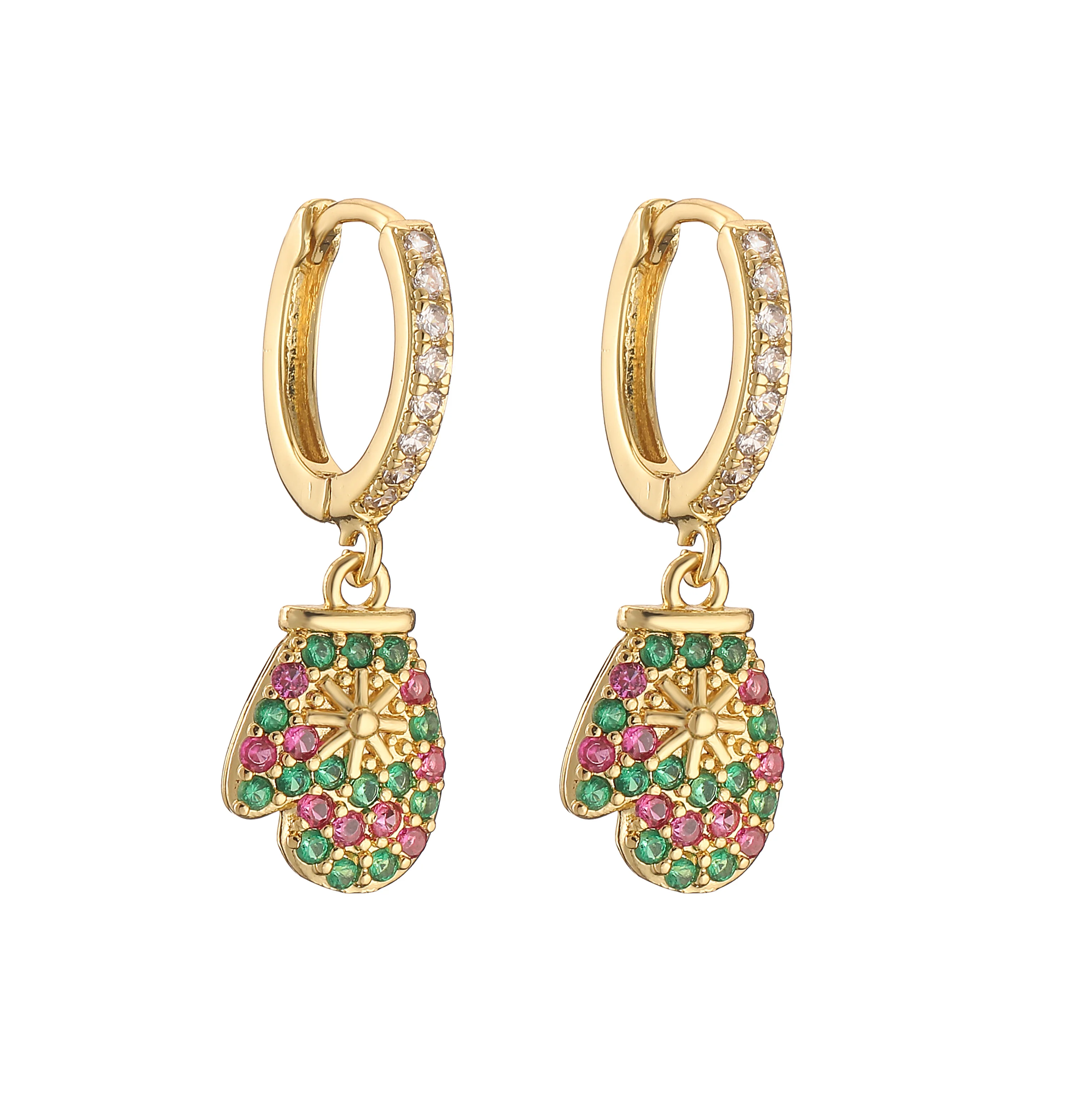 HECHENG,Christmas Zircon Small Earrings for Women Cute Christmas Earrings for woman Gifts Wholesale