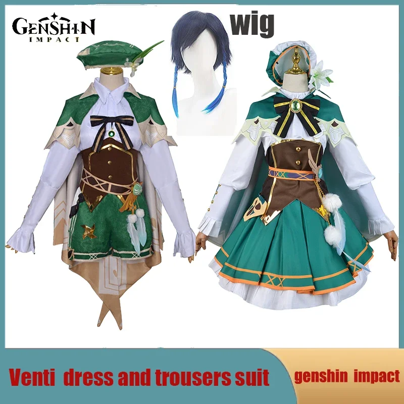 Costume Cosplay Genshin Impact, accessoires de jeu Anime, perruque Everak, accessoires trempés, fête d'Halloween, uniforme MasTim ade, robe Wendi, 20 pièces