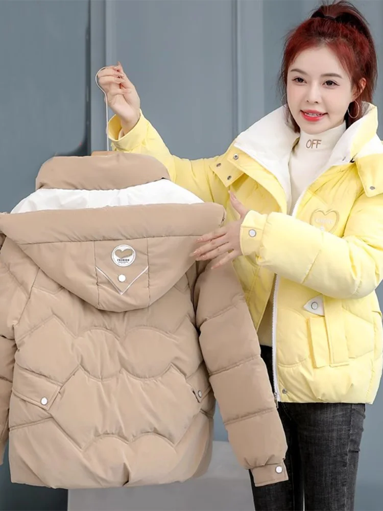 

Женская зимняя утепленная куртка-пуховик свободного кроя с капюшоном, корейская версия