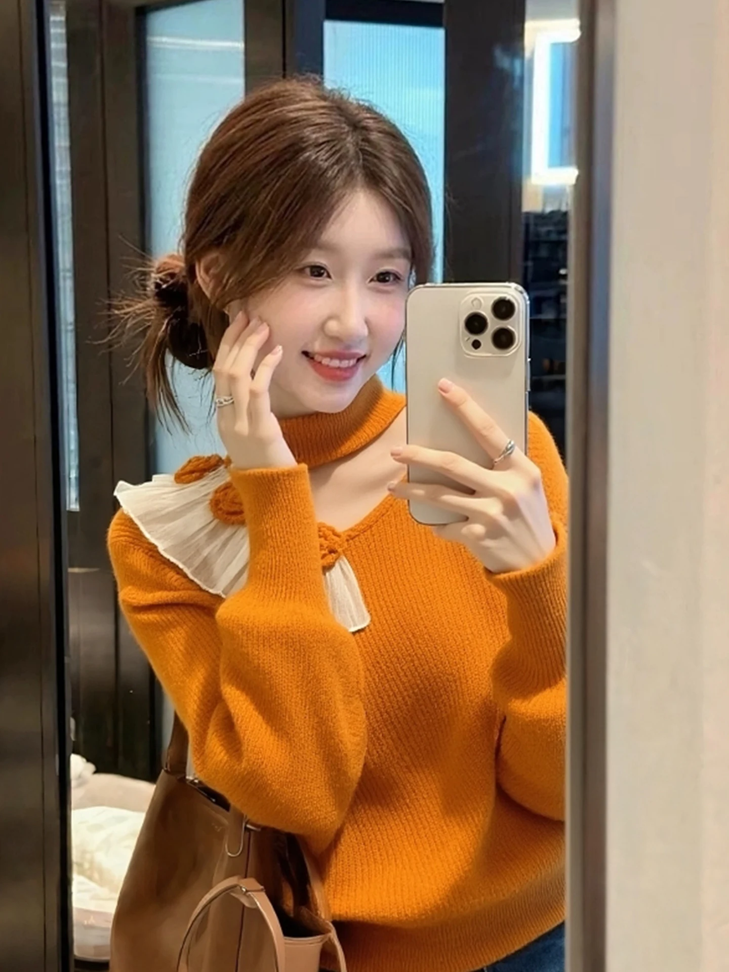 

Милый вязаный свитер в корейском стиле с длинными рукавами, оверсайз, с запахом, зимний, модный, повседневный женский топ