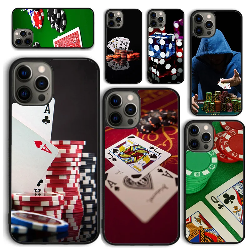 Poker Casino Art Pattern Phone Case for iPhone 16 15 14 12 13 mini PLUS X XS XR 11 PRO MAX Back Cover Fundas Shell