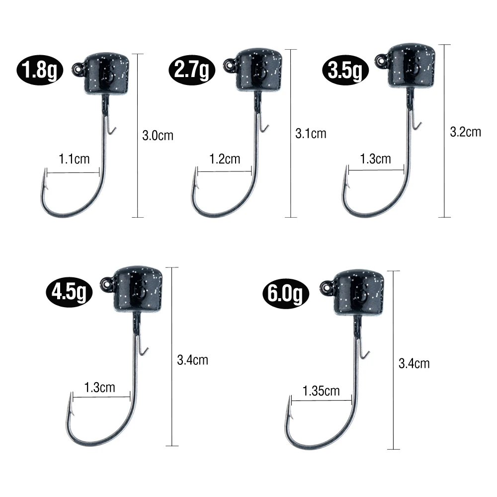 Bunte Ned Jig-Kopf-Angelhaken, 20 Stück, Pilzkopf-Haken, 1,8 g–6 g, scharfes Angelgerät für weiche Köder – Detail 3