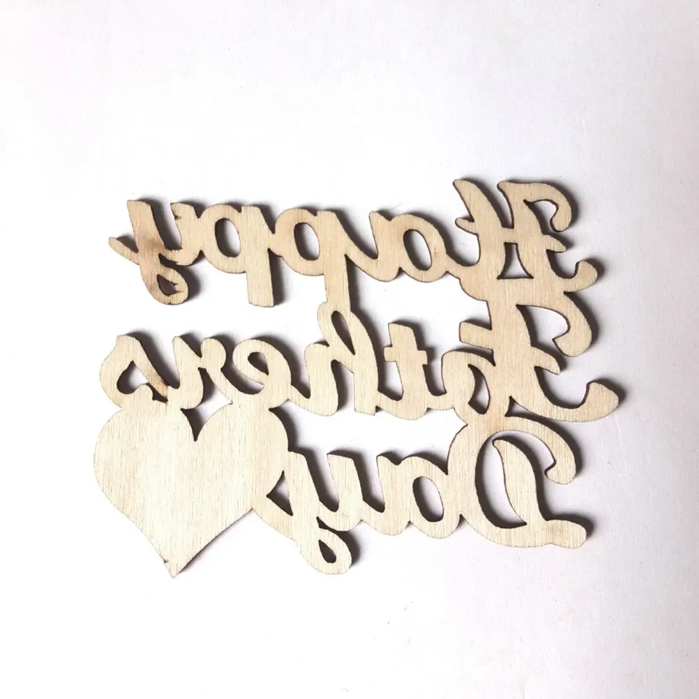 10Pcs DIY Father's Day Wood Hanging Hollow Cut Happy Fathers Day Love Decor Festival Party Home Drop Hemp Rope Included 25Cm