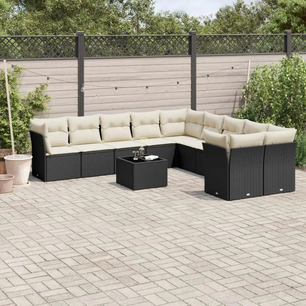 

Elegant Garden Sofa Set in Black and Cream White Outdoor Seating Furniture for Patio and Backyard Comfort