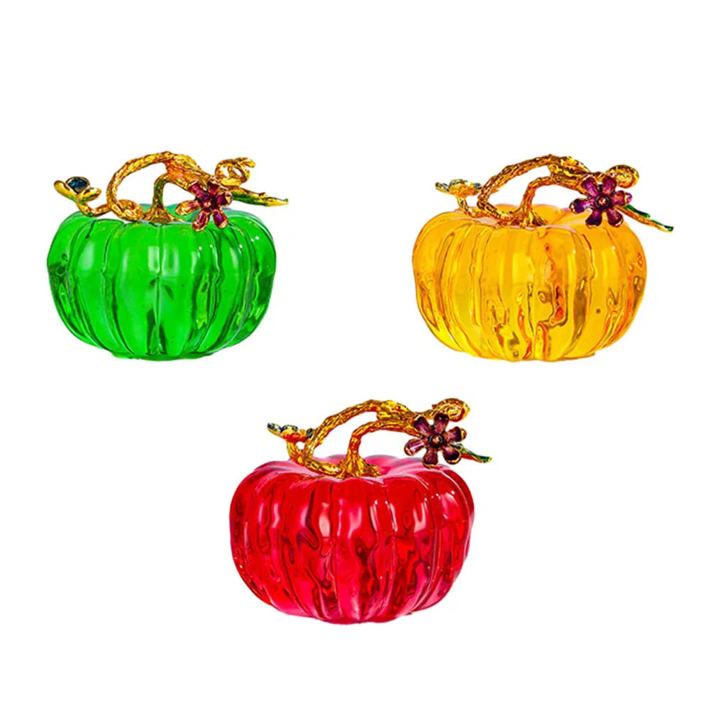 Imagem -06 - Ornamento de Abóbora de Vidro para Decoração de Casa Estatueta Criativa Amarelo Vermelho e Verde Lembrança do Quarto 65 mm Novo