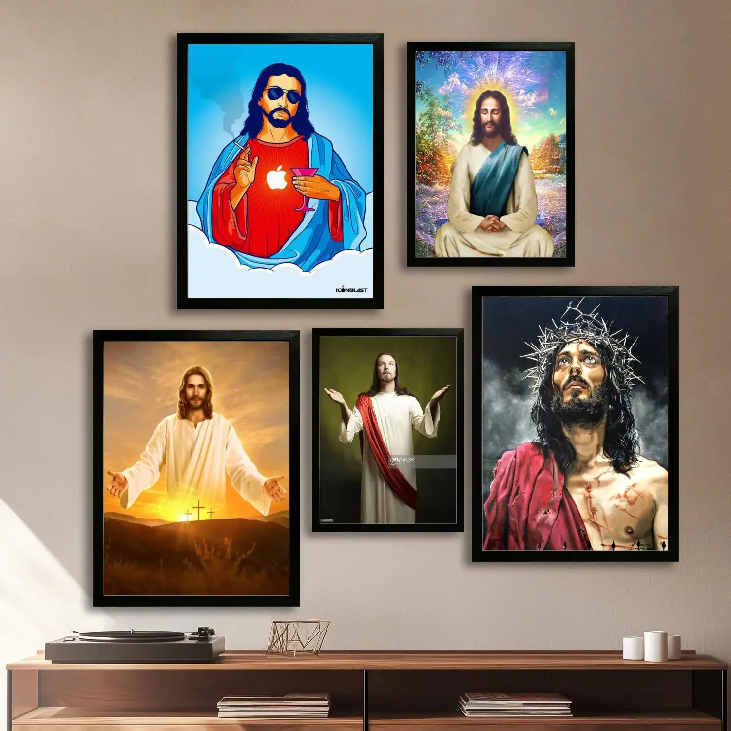 Stoned Jesus Canvas Art Poster and Wall Art Picture Print, Modern Family Bedroom Decor Posters,Decorative painting