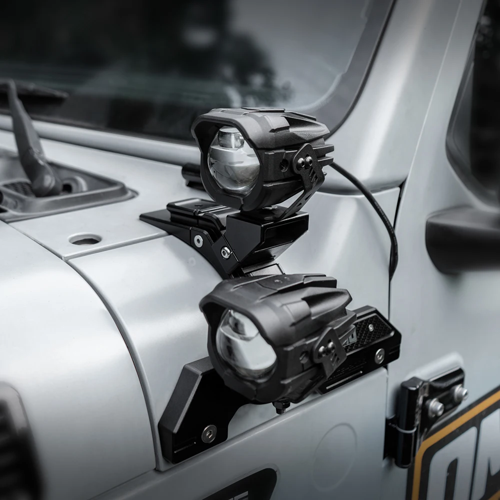 SXMA OMU001 Dual A-Pillar Light Mounts Windshield Brackets Hood Cowl LED Work/Cube/Round Light Bracket for Jeep JL for Wrangler