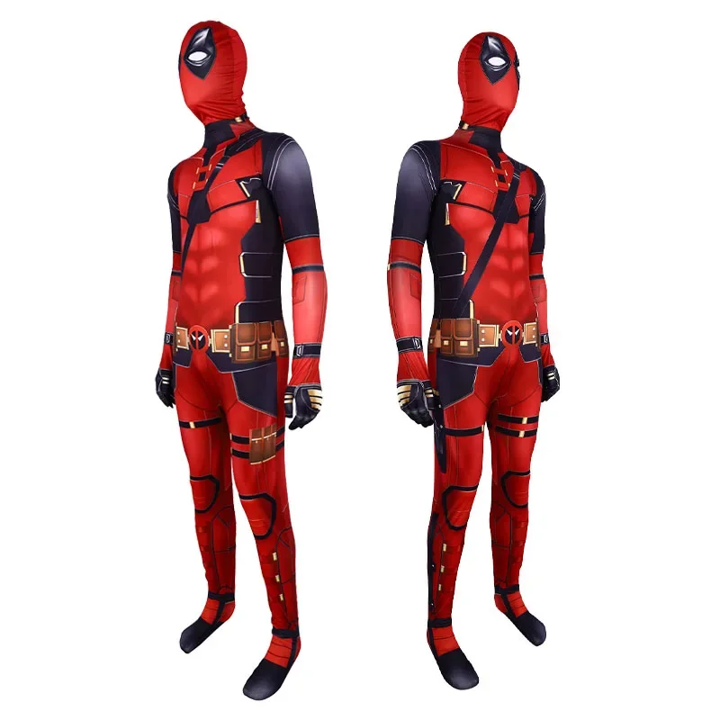 SN55Movie Deadpool 3 Full Body Costume with Mask for Men Women Zentai Superhero 3D Print Jumpsuit Halloween Carnival Costume$@1w