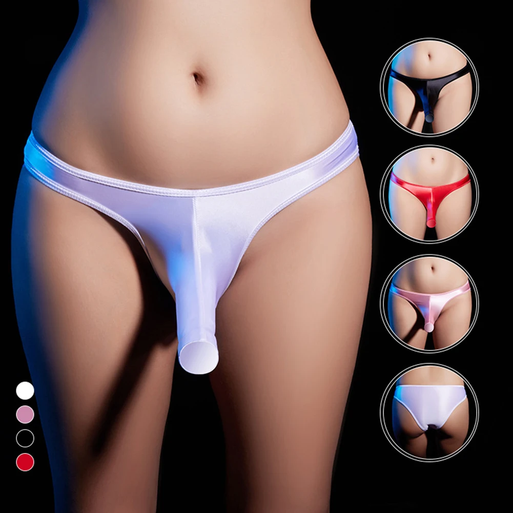 

Men Sexy Oil Shiny Briefs Bugle Pouch Panties Long Sheath Trunks Breathable Underpants Soft Elasticity Thongs Low Rise Underwear