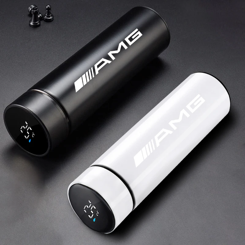 500ml Portable Car Logo Intelligent Stainless Steel Thermos Bottle For Mercedes Benz AMG W176 W177 W202 W203 W204 W205 W210 W211