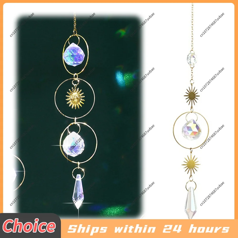 Hanging Crystal Ball Sun Catcher Rainbow Maker Prism Window Moon Star Light Decor Pendant