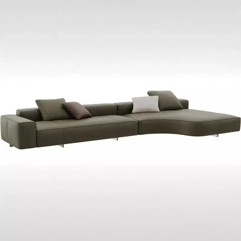 

Italian minimalist first layer, cowhide, Nordic living room straight row multi-module combination