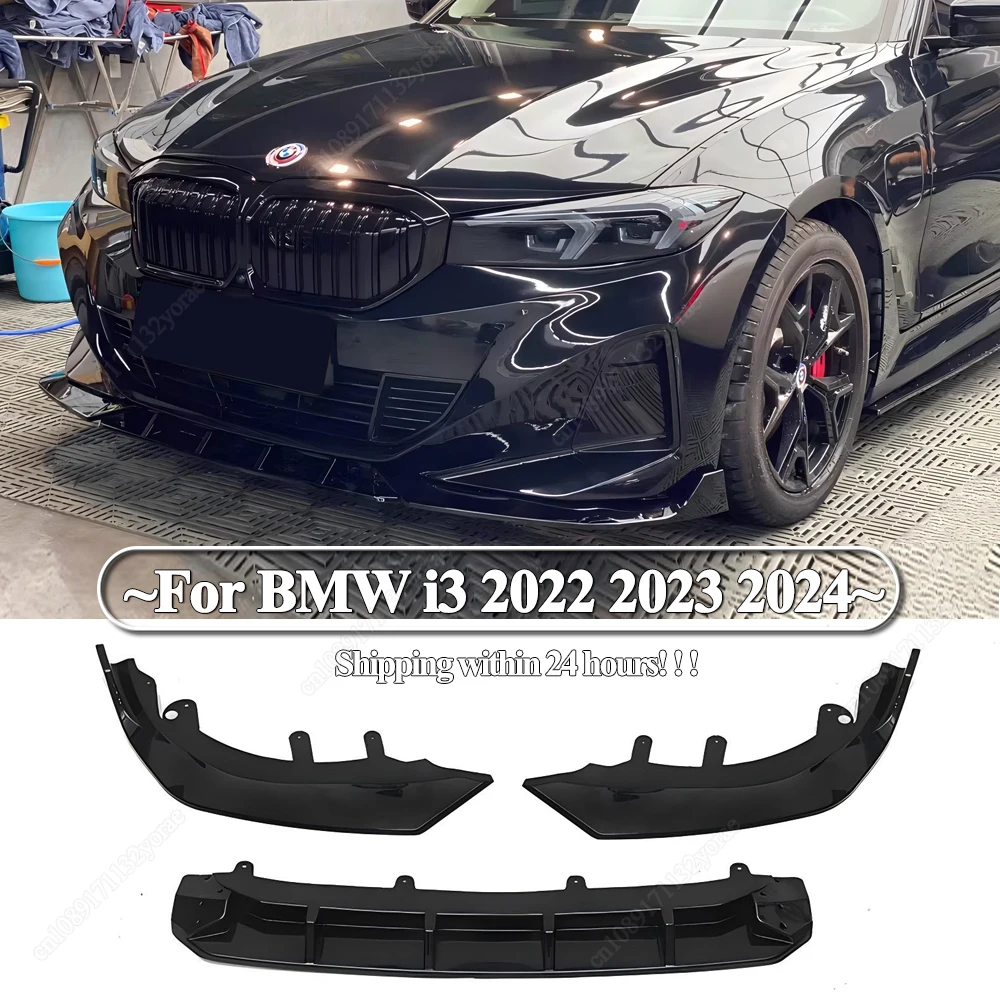 

MP Style 3Pcs Car Front Bumper Lip Diffuser Spoiler Splitter Cover For BMW i3 2022 2023 2024 Gloss Black Bodykits Tuning