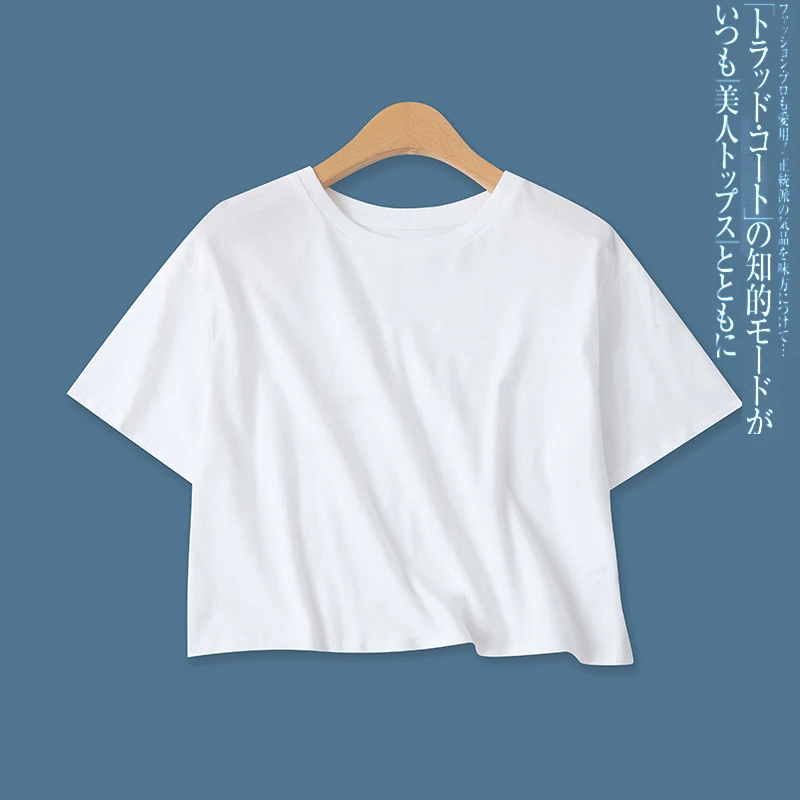Candy Colored Short Loose Fit T-Shirt round Neck Overhead Shoulder Short Sleeve Women's Fashion Summer New Style 16896