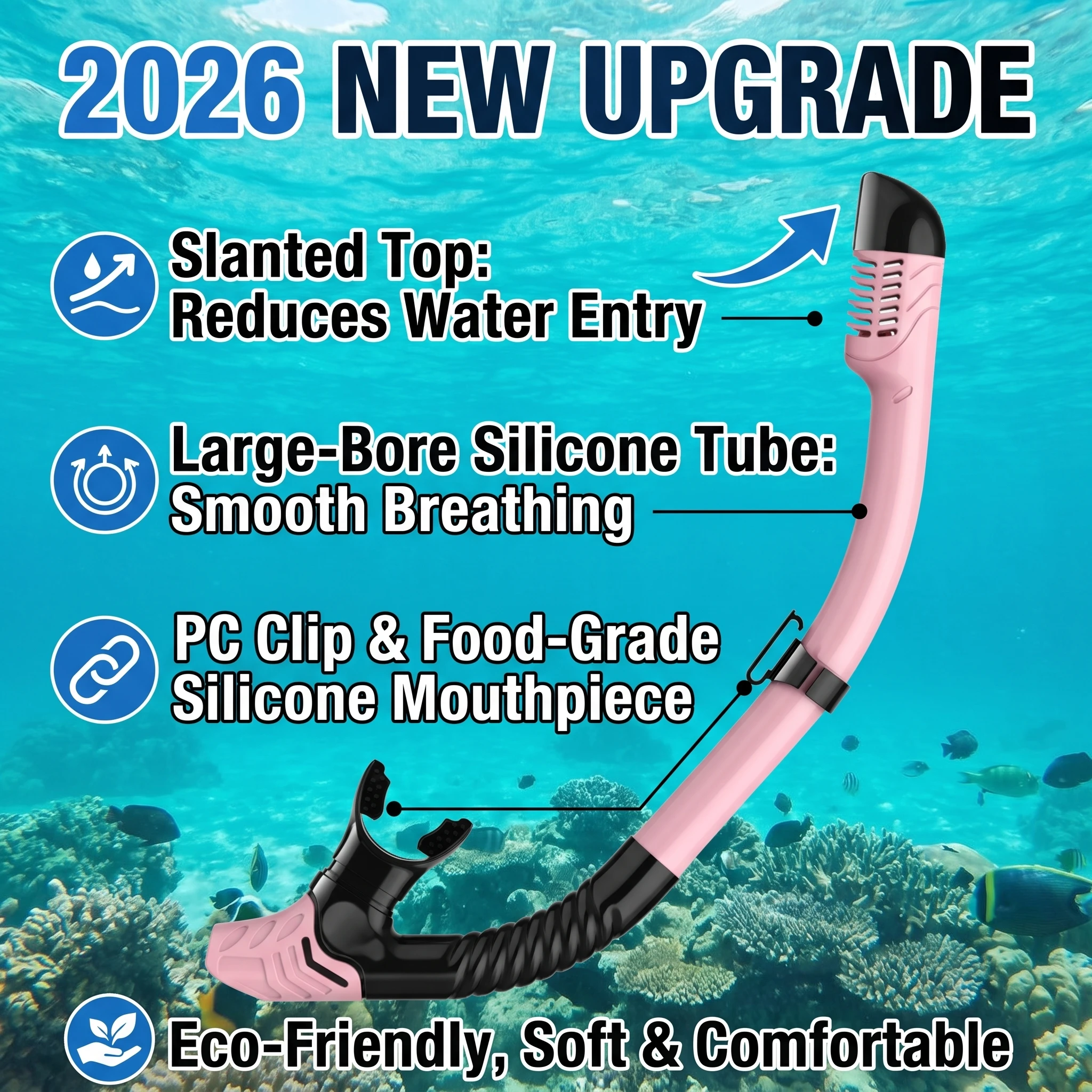 2026 New Upgrade 1-4PCS Dry Snorkel Tube Easy Breath Scuba Diving Splash Guard Top Valve Swimming Underwater Equipment For Adult
