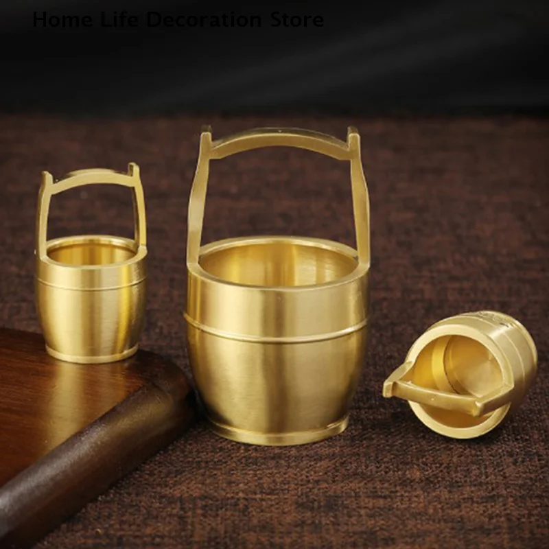 1PC Pure Brass Lucky Feng Shui Bucket of Gold To Attract Wealth Ornament Craft Ornament Home Desktop Decoration Gift Souvenir