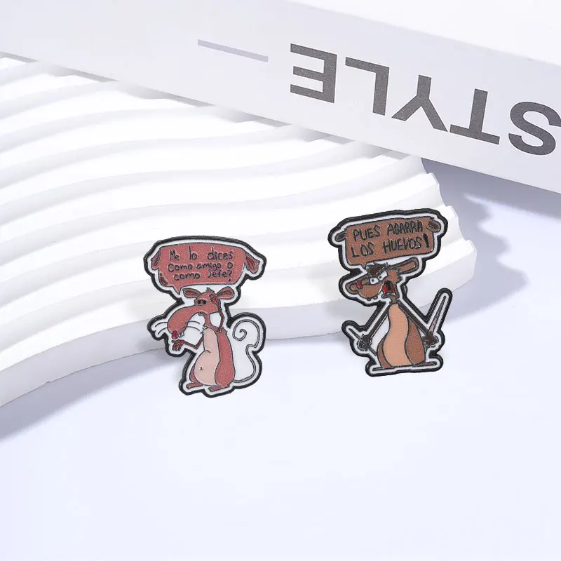 2pcs/set Classic Mexican Animation Opossum Enamel Pin Cute Anime Angel Bunny Cat Bear Incentive Sticky Notes Pillow Brooch Badge view 2