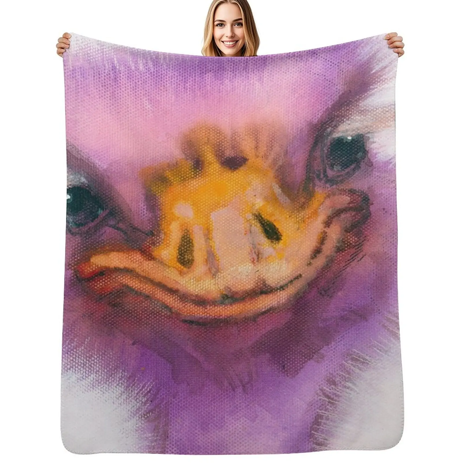 Ostrich Throw Blanket manga valentine gift ideas Flannel Baby Custom Soft Plush Plaid Blankets