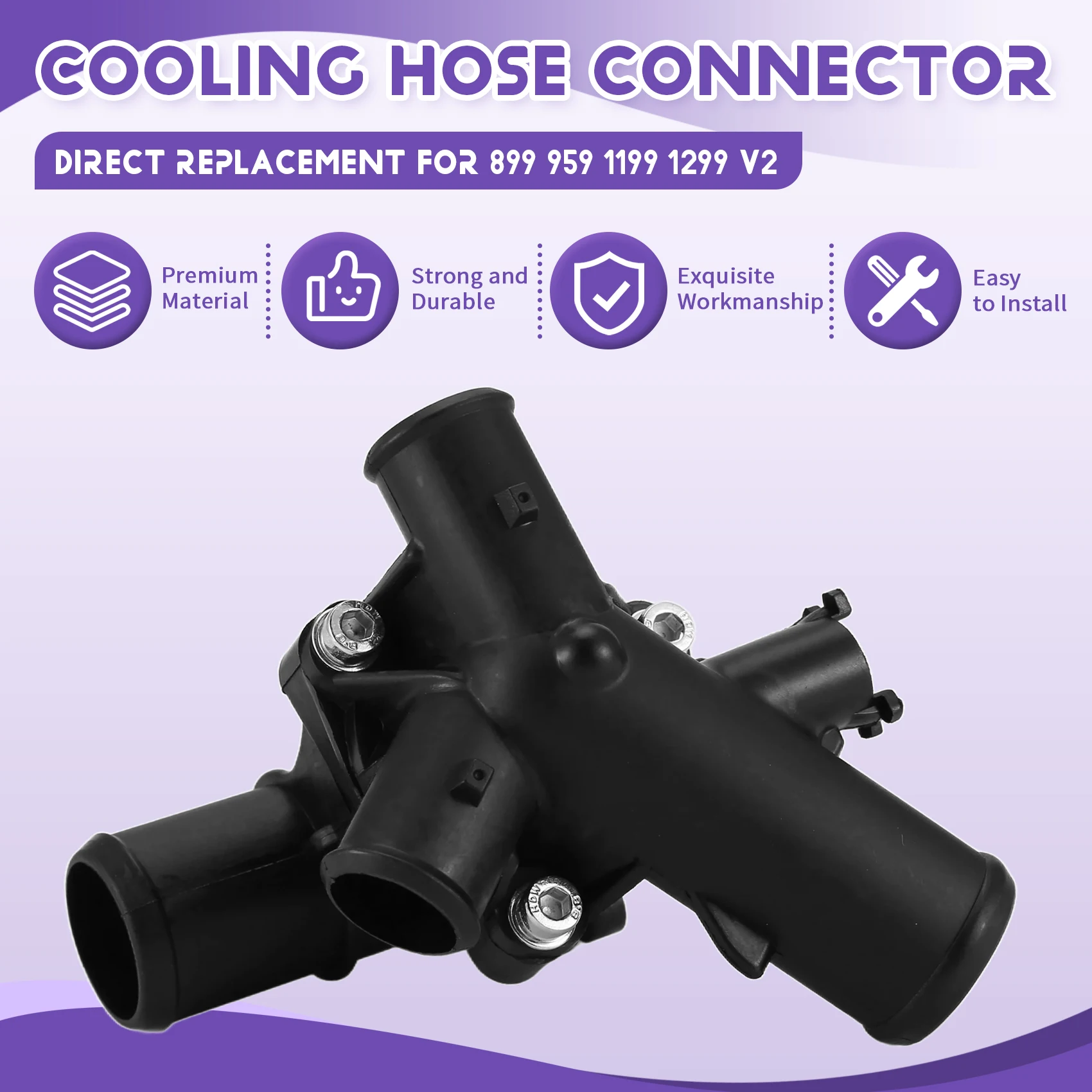 

Motorcycle Thermostat Three-Way Pipe Cooling Hose Connector For Ducati Panigale 899 959 1199 1299 V2 / Streetfighter V2-A67F