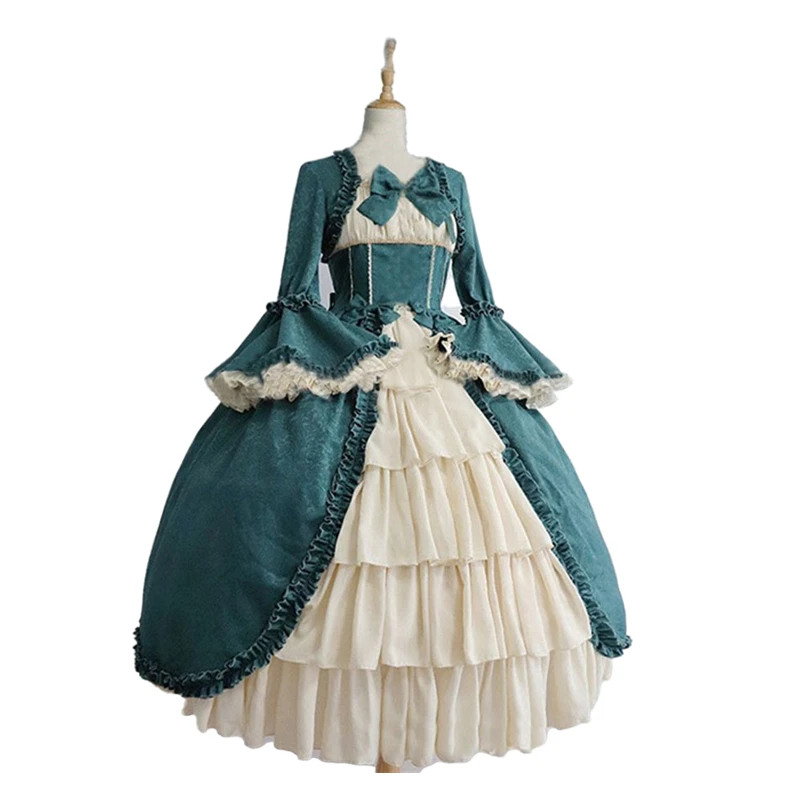 

Vintage Palace Lolita Dress Women Sweet Princess Square Collar Lace Bowknot High Waist Long Loli Gothic Dress Girls