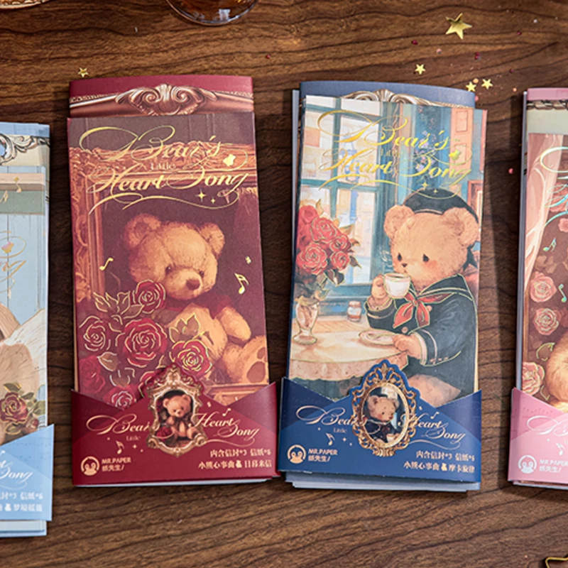 مجموعة أظرف ورقية مكونة من 36 قطعة من سلسلة أغنية القلب على شكل قلب الدب يمكنك صنعها بنفسك رسالة عطلة بركة حب رسالة حب رومانسية هدية إبداعية