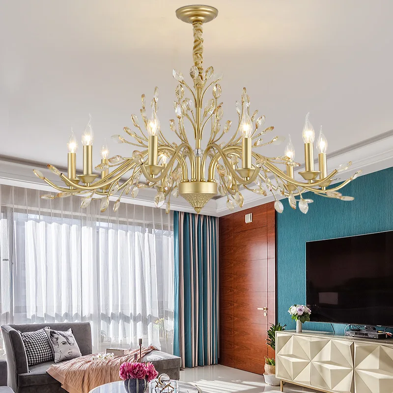 

European living room chandelier, home bedroom dining room crystal flower chandelier creative atmosphere