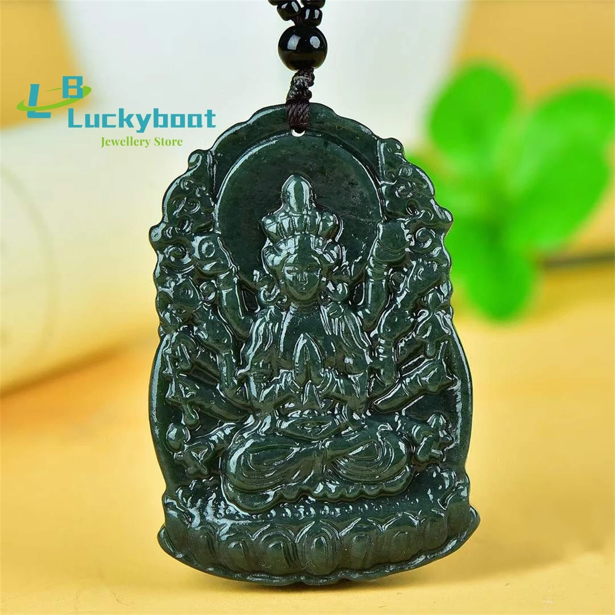 

Natural Hetian Qingyu Thousand Handed Guanyin Pendant Simple and Personalized Exquisite Fashion Versatile for Men and Women