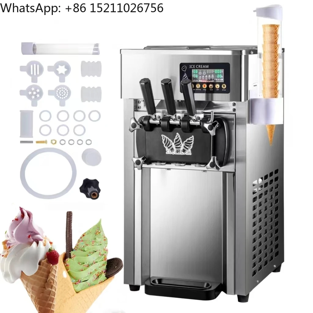 1200W Commercial Countertop Gelato Ice Cream Machine 3 Flavors Soft Serve for Milk for Small Businesses