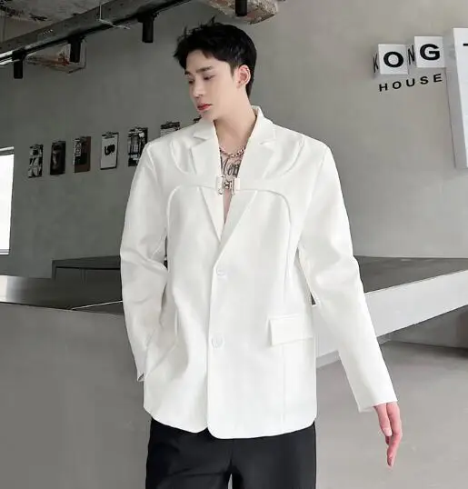 New Men\'s White Color Long Sleeves Dress Formal Cotton Blend Casual Slim Fit Two\' Button Suit Jacket Coat 99.99