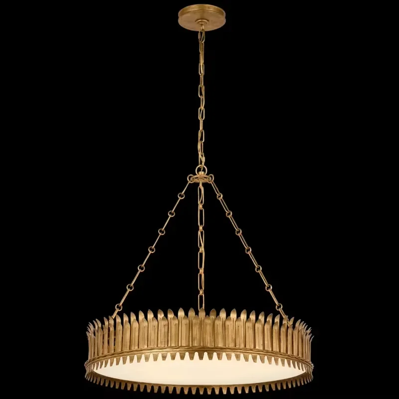 American Retro Round Hanging Lamp Nordic Upscale with Adjustable Height Circle Shape Pendant Light for Living Room Bedroom
