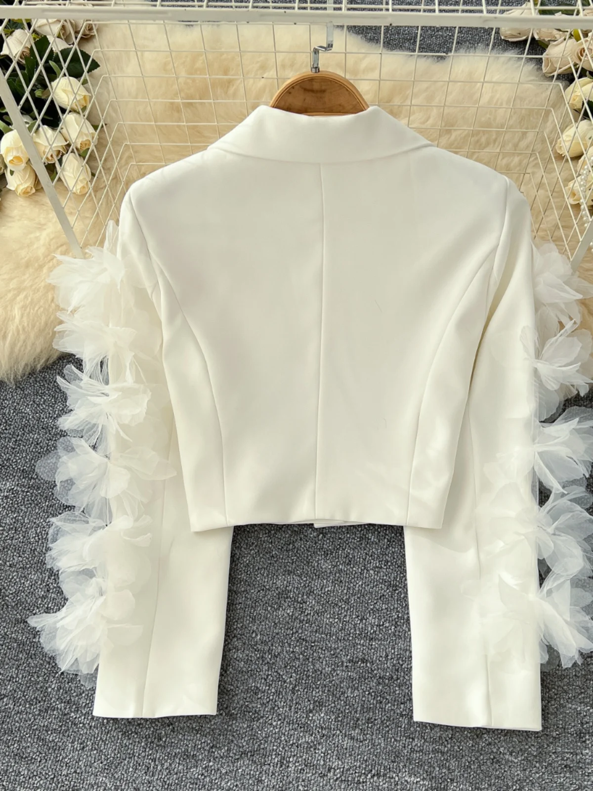 ort Svel Jaet Women's 2024 Autumn High-End Feeling 3D Flower Long Sve Versatile Suit Collar Small Fraance Sl...